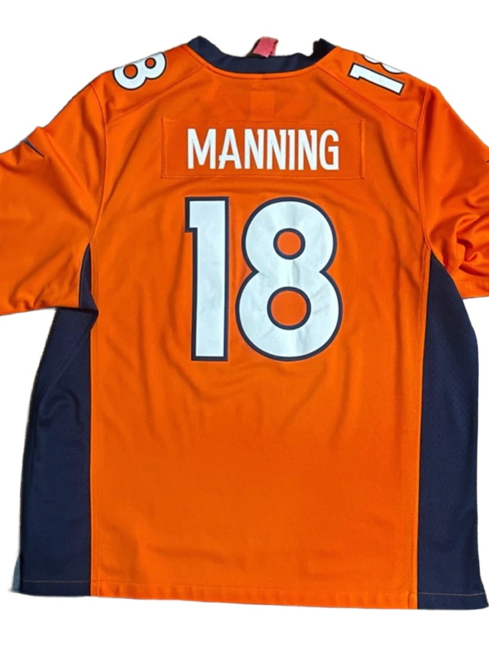 NFL Football (Nike) ~Bronco # 18 (Manning) ~ Men's XX-Large Orange/ White Jersey
